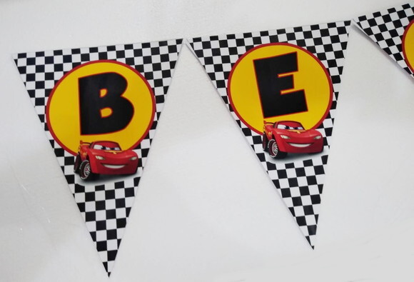 Varal Carros Parabens + Nome Personalizada