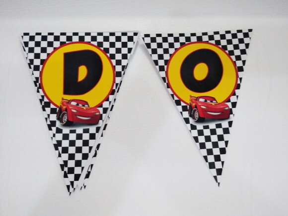 Varal Carros Parabens + Nome Personalizada