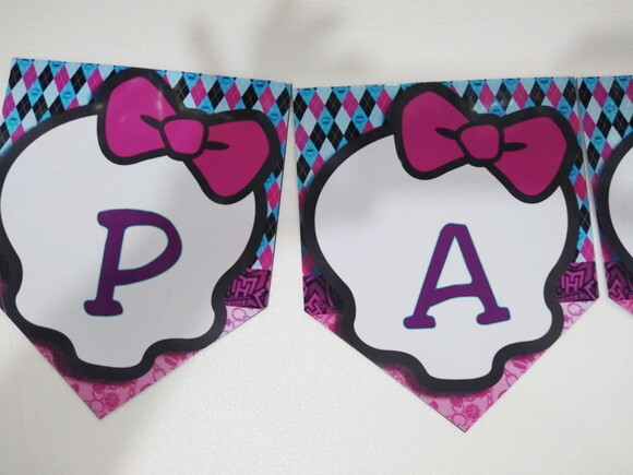 Varal Monster High Personalizado Parabens Mais Nome