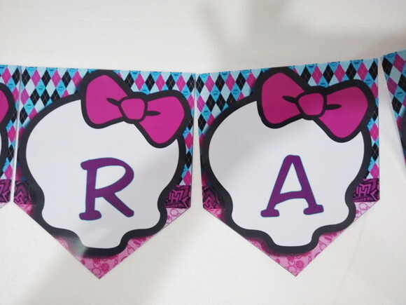 Varal Monster High Personalizado Parabens Mais Nome