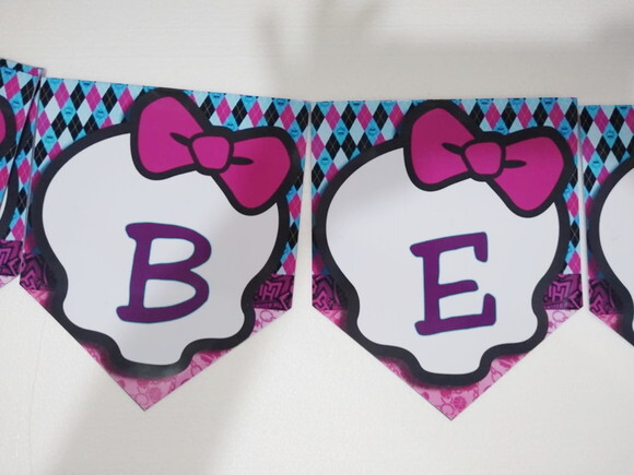 Varal Monster High Personalizado Parabens Mais Nome