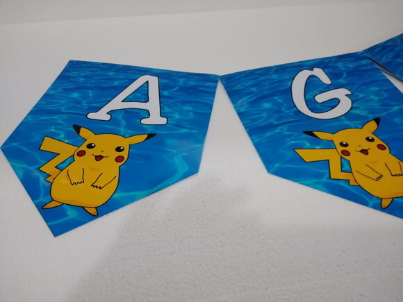 Varal Picachu Parabens Mais Nome Personalizado