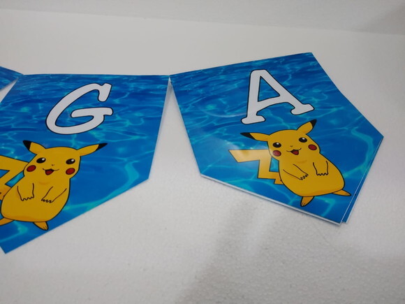 Varal Picachu Parabens Mais Nome Personalizado
