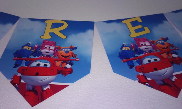Varal Super Wings Personalizado Parabens Mais Nome