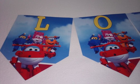 Varal Super Wings Personalizado Parabens Mais Nome