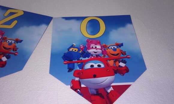 Varal Super Wings Personalizado Parabens Mais Nome