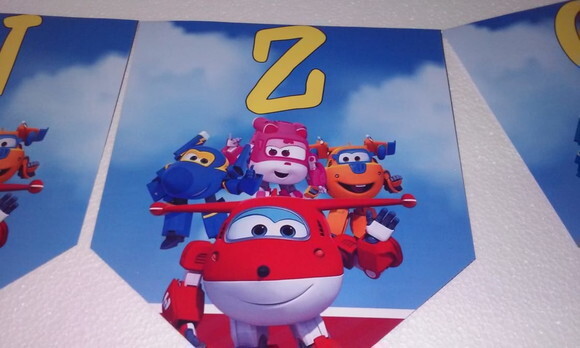 Varal Super Wings Personalizado Parabens Mais Nome