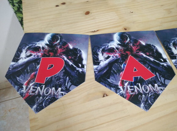 Venom Varal Personalizado Parabens Mais Nome Pronta Entrega