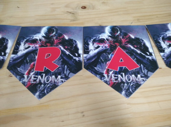 Venom Varal Personalizado Parabens Mais Nome Pronta Entrega