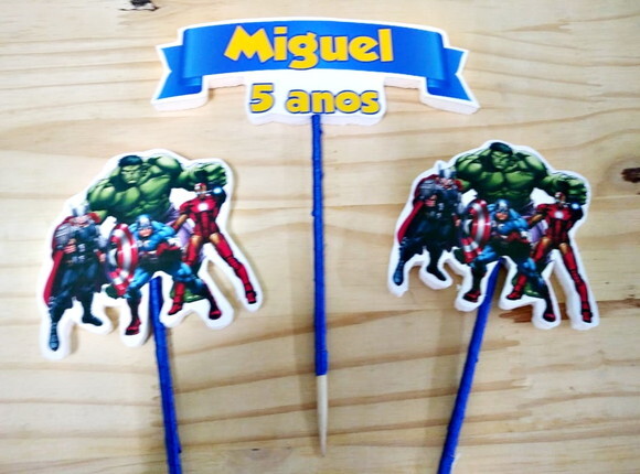 Vingadores Topo de Bolo Personalizado Pronta Entrega