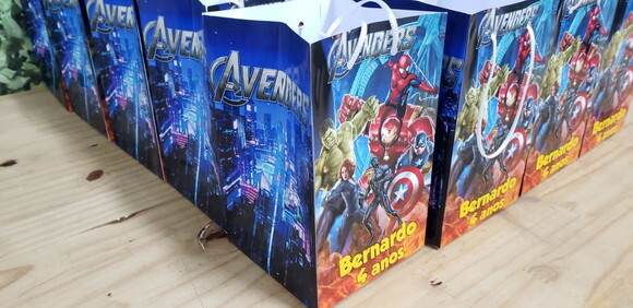 Vingadores Sacola Personalizada Pronta Entrega Tam 20x12x12