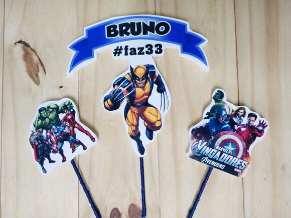 Vingadores Topo de Bolo Personalizado Pronta Entrega