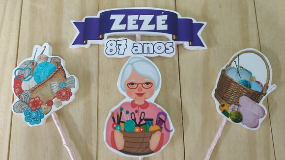 Vovó Topo de Bolo Personalizado Pronta Entrega