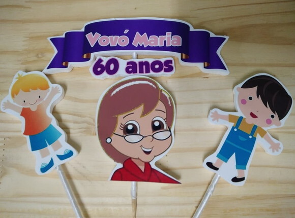 Vovó Topo de Bolo Personalizado Pronta Entrega