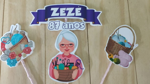 Vovó Topo de Bolo Personalizado Pronta Entrega