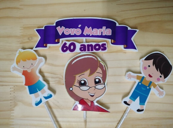 Vovó Topo de Bolo Personalizado Pronta Entrega