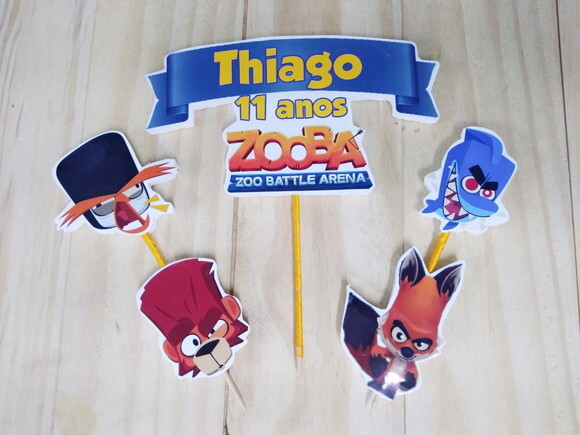 Zooba Topo de Bolo Personalizado Pronta Entrega