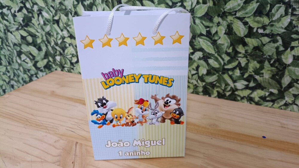 Loones Tunes Baby sacola personalizada Tam 20x13,5x5,5 cm segue p