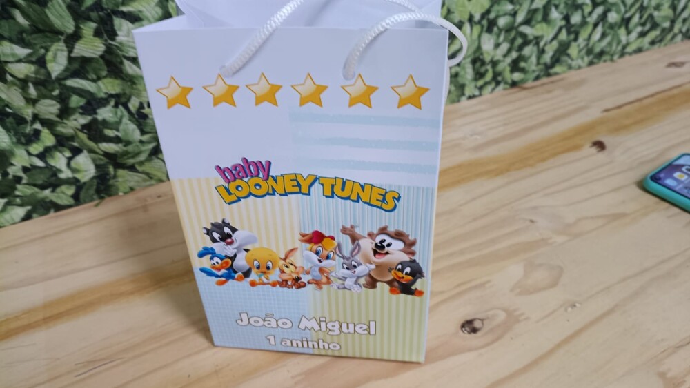 Loones Tunes Baby sacola personalizada Tam 20x13,5x5,5 cm segue p