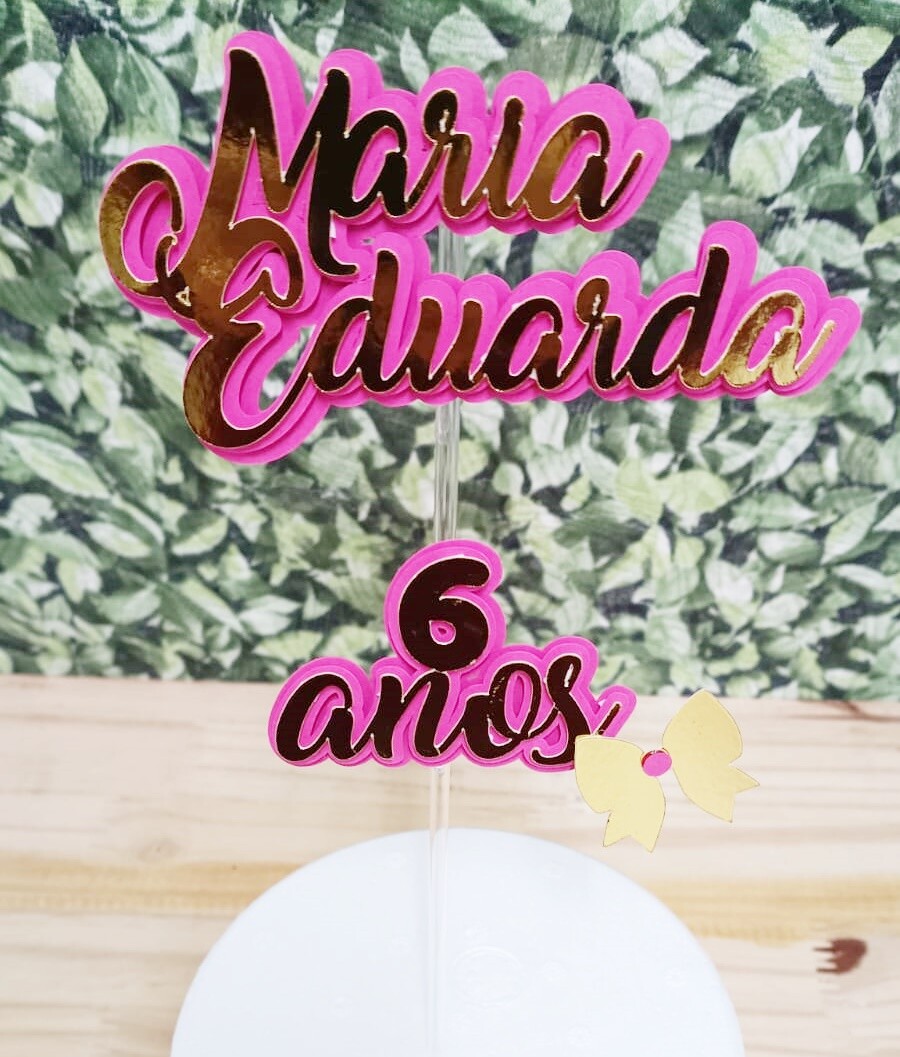 Topo de bolo personalizado 3D pronta entrega