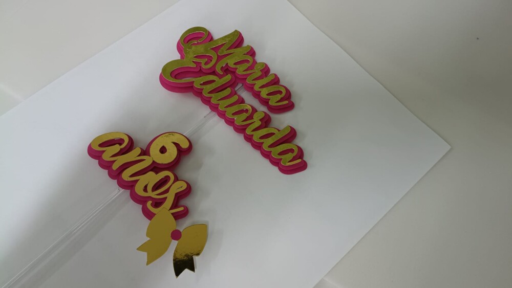 Topo de bolo personalizado 3D pronta entrega