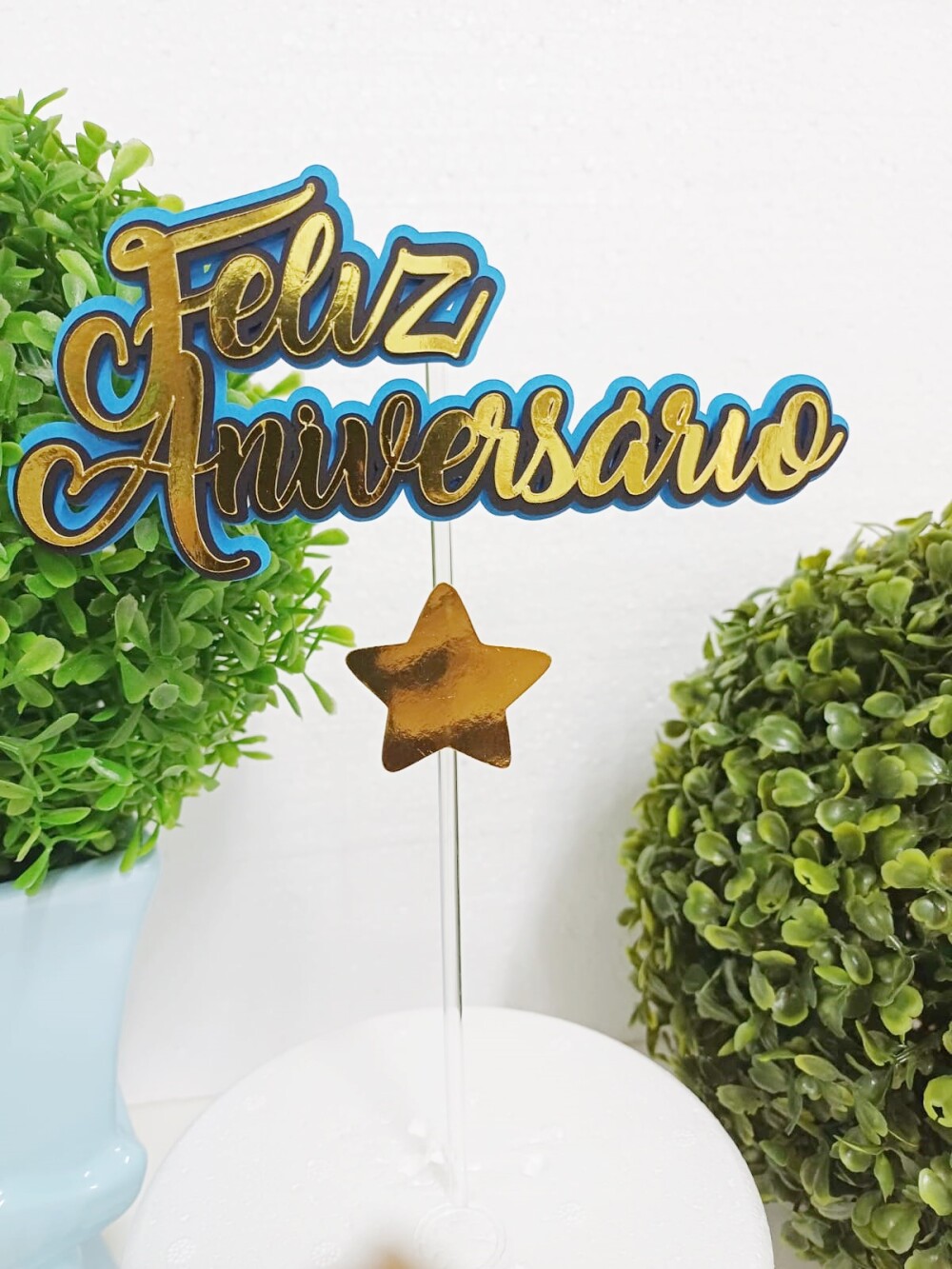 Topo de Bolo Feliz Aniversário Diversas Cores pronta entrega