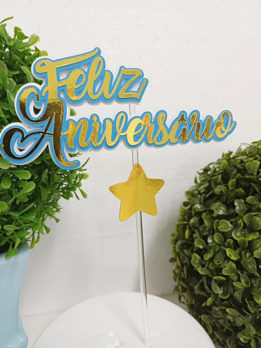 Topo de Bolo Feliz Aniversário Diversas Cores pronta entrega