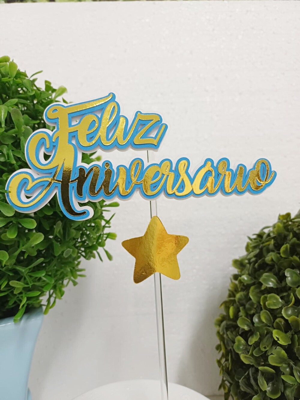 Topo de Bolo Feliz Aniversário Diversas Cores pronta entrega