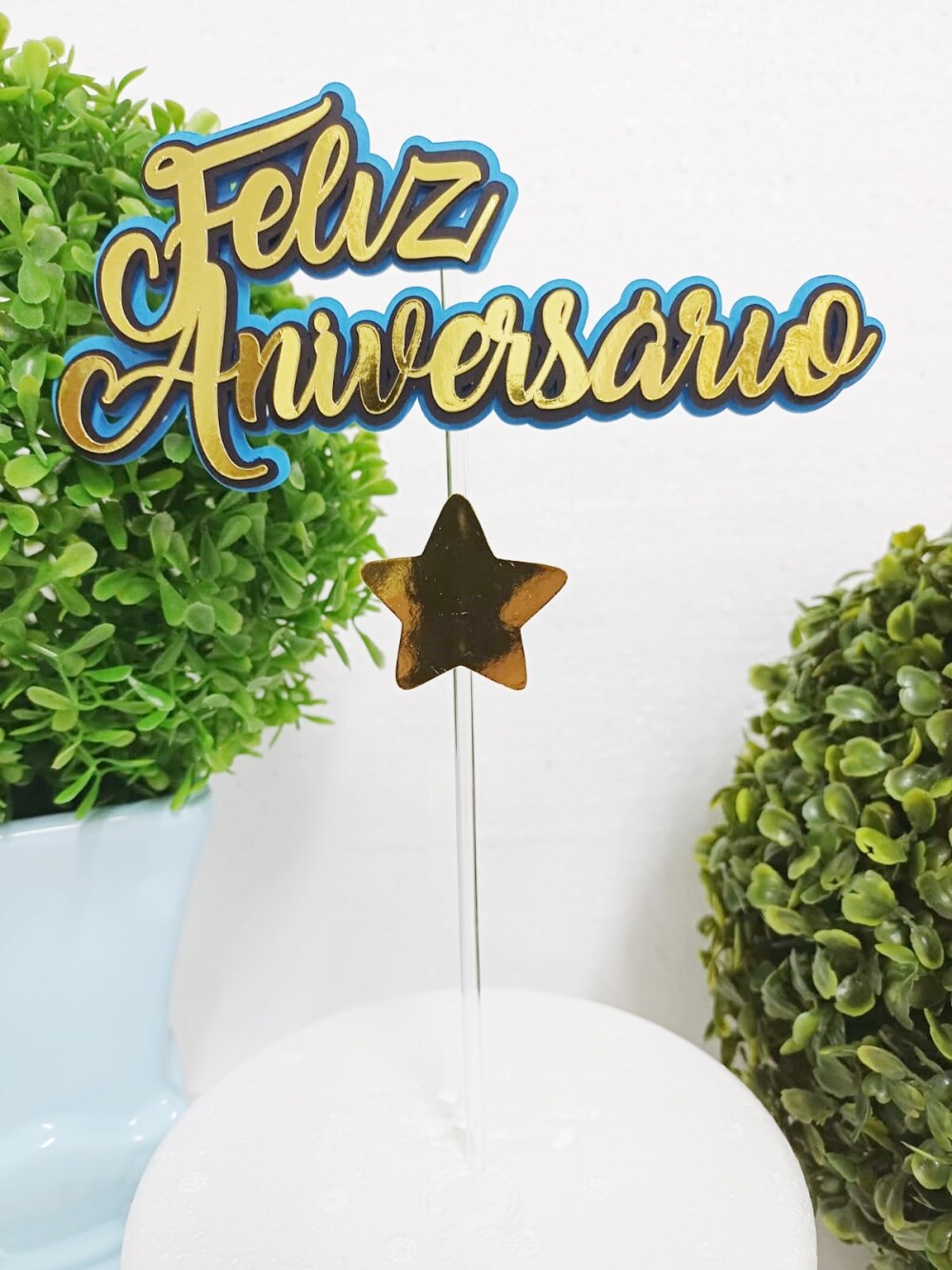 Topo de Bolo Feliz Aniversário Diversas Cores pronta entrega