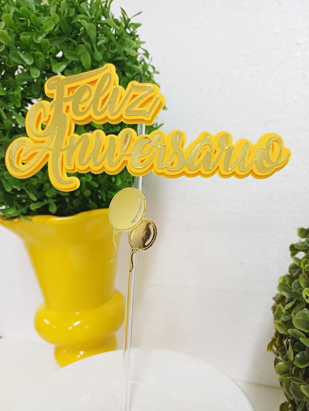 Topo de Bolo Feliz Aniversário Diversas Cores pronta entrega
