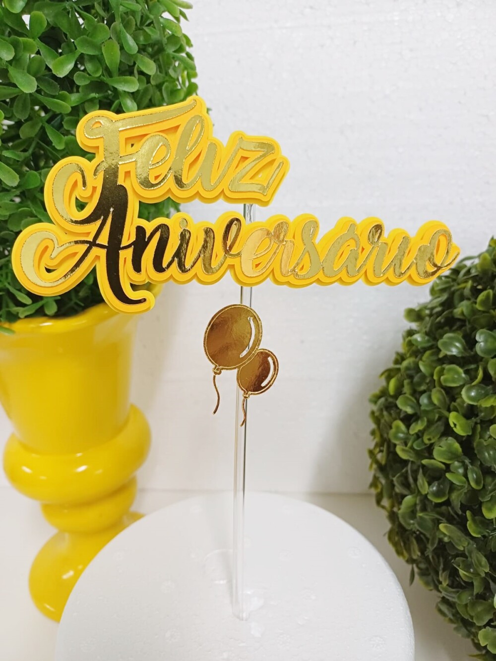 Topo de Bolo Feliz Aniversário Diversas Cores pronta entrega