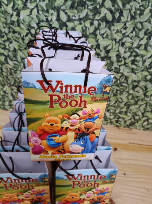 Pooh sacola personalizada Tam 20x13,5x5,5  Pronta para uso