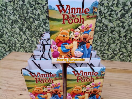 Pooh sacola personalizada Tam 20x13,5x5,5  Pronta para uso
