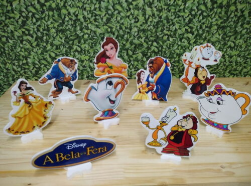a Bela e a Fera Kit de Mesa Displays 9 Peças Pronta Entrega
