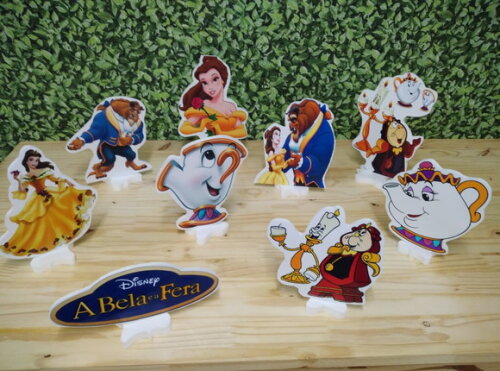 a Bela e a Fera Kit de Mesa Displays 9 Peças Pronta Entrega