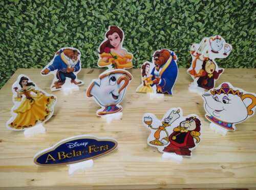 a Bela e a Fera Kit de Mesa Displays 9 Peças Pronta Entrega