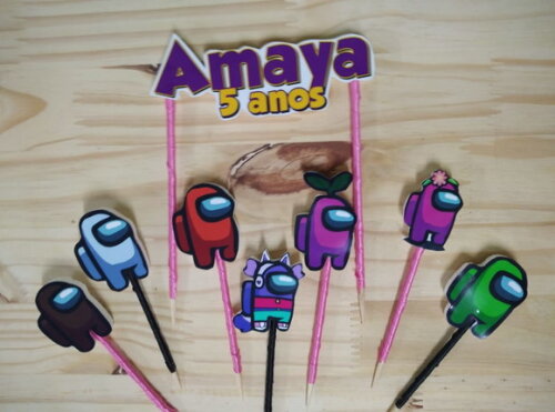 Amon Us Topo de Bolo Personalizado Pronta Entrega