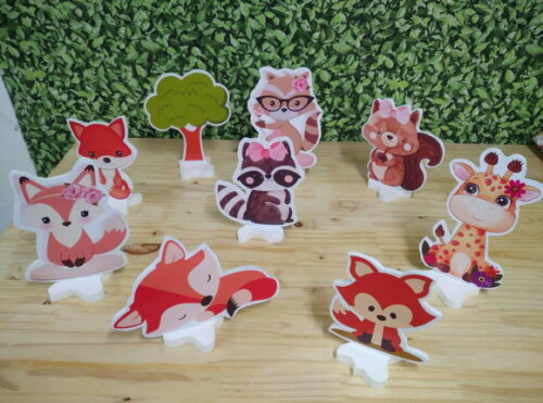 Animaiszinhas Floresta 9 Displays de Mesa Pronta Entrega