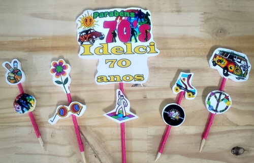 Anos 70 Topo de Bolo Personalizado
