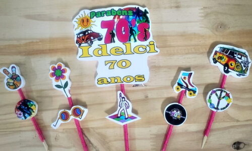 Anos 70 Topo de Bolo Personalizado