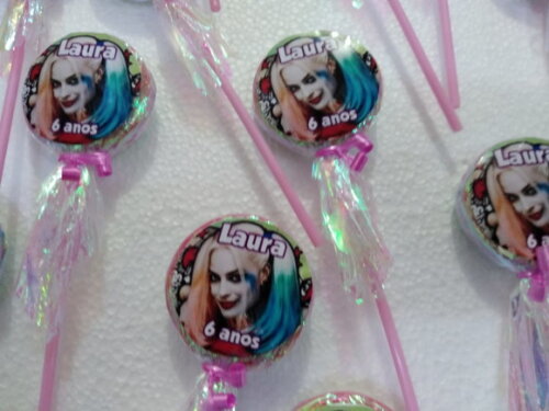 Arlequina Pirulitos com Papel Nacarado Personalizados