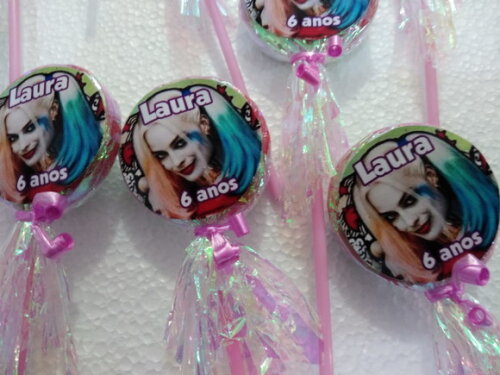 Arlequina Pirulitos com Papel Nacarado Personalizados