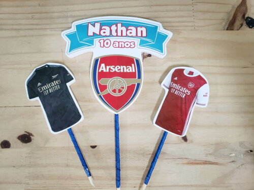 Arsenal Topo de Bolo Personalizado Pronta Entrega