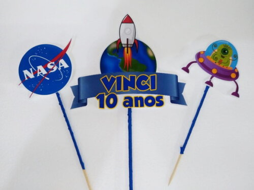 Astronauta Topo de Bolo Personalizado