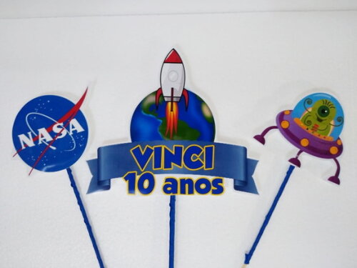 Astronauta Topo de Bolo Personalizado