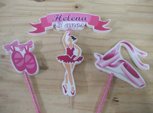 Bailarina Topo de Bolo Personalizado Pronta Entrega