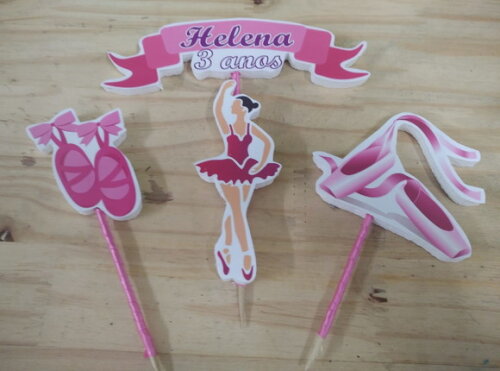 Bailarina Topo de Bolo Personalizado Pronta Entrega