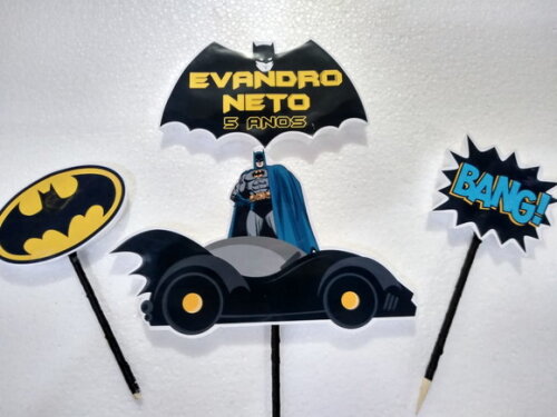 Batman Topo de Bolo Personalizado Pronta Entrega