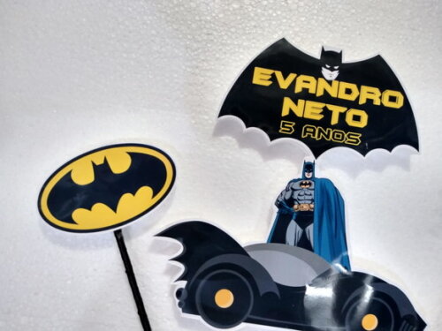Batman Topo de Bolo Personalizado Pronta Entrega
