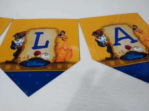 Bela e a Fera Faixa Parabens + Nome Personalizada